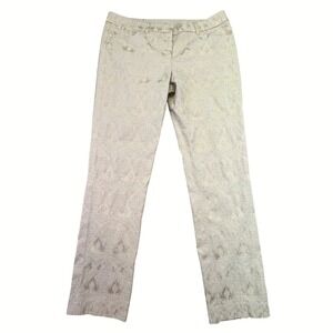 Cynthia Rowley Pants Women's Size 10 Textured Jacquard Straight Leg Beige